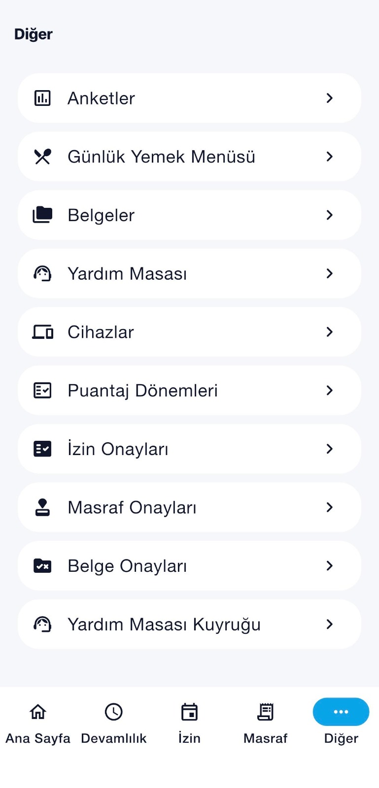 CADRO mobil uygulaması diğer özellikler ekranı